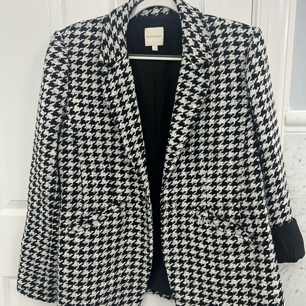 Favorite Daughter Black & White Houndstooth Blazer
